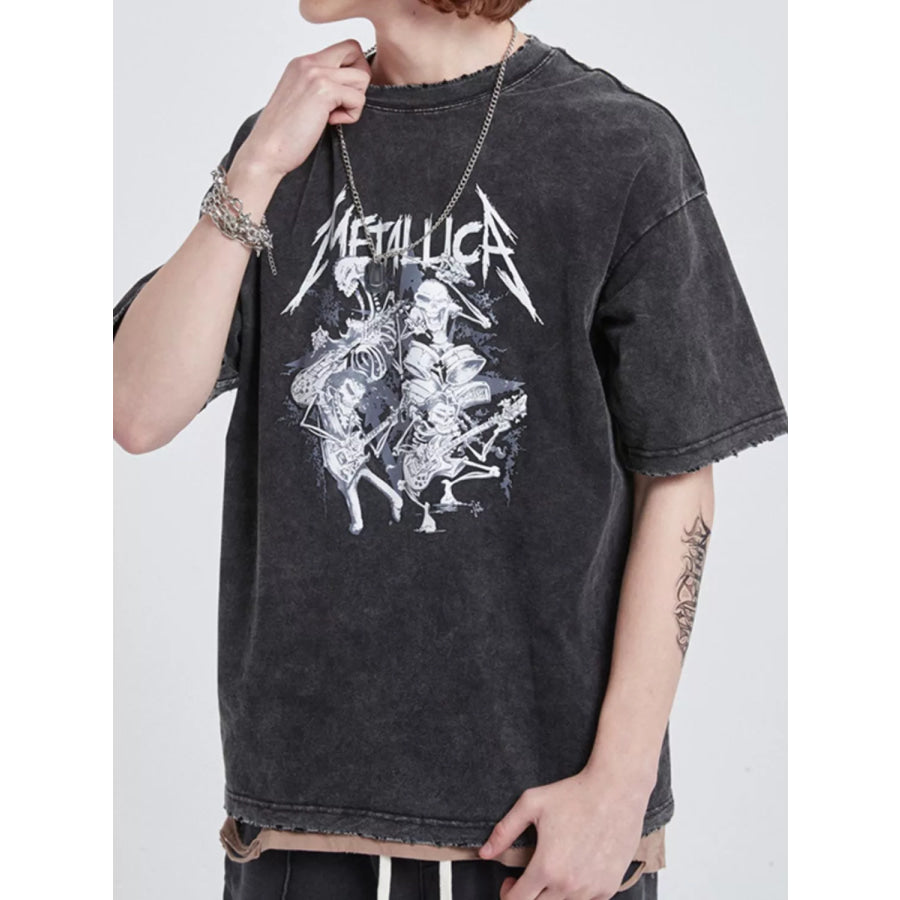 Men’s Graphic Round Neck Wash T-Shirt Apparel and Accessories