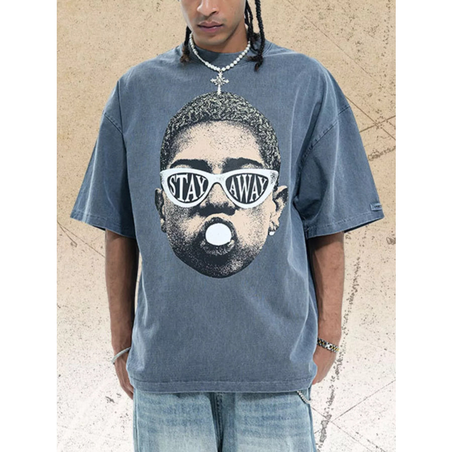 Men’s Graphic Short Sleeve Oversized T-Shirt French Blue / M Apparel and Accessories