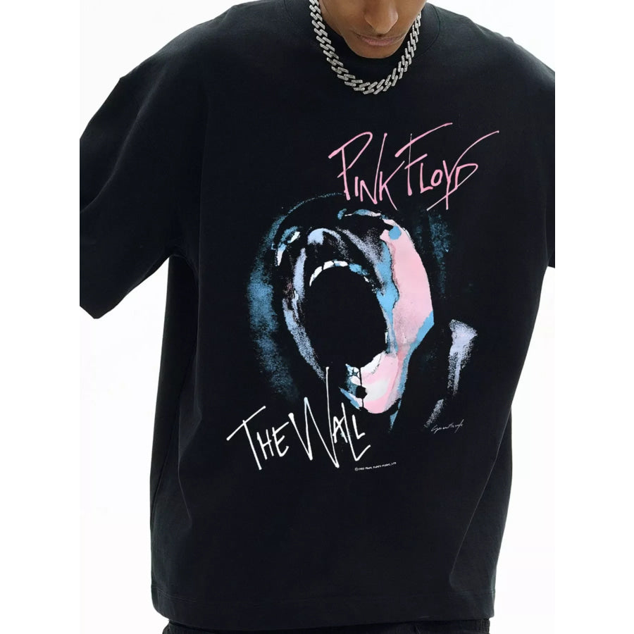 Men’s Graphic Short Sleeve Oversized Washed T-Shirt Black / S Apparel and Accessories