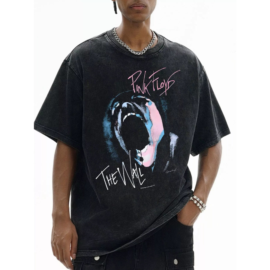 Men’s Graphic Short Sleeve Oversized Washed T-Shirt Dark Gray / S Apparel and Accessories