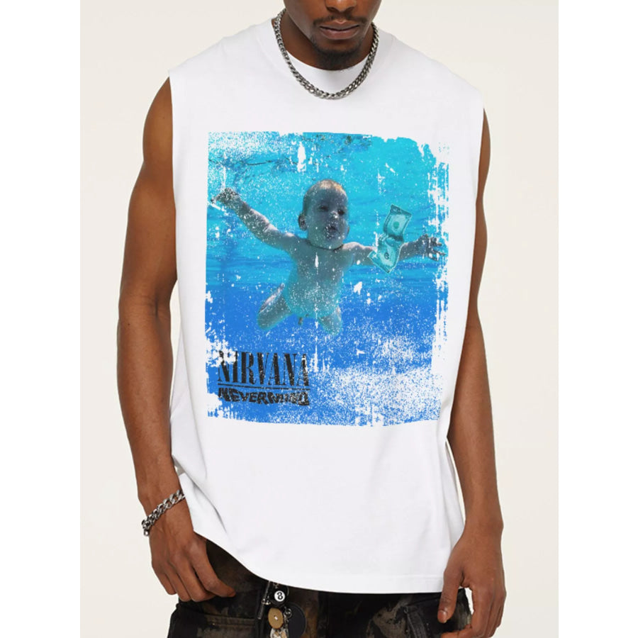 Men’s Graphic Sleeveless Tank Top White / M Apparel and Accessories