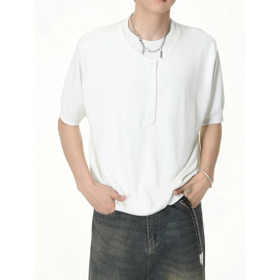 Men’s Henley T-Shirt with Button Detail