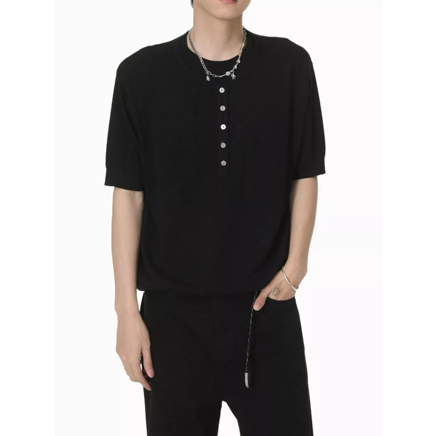 Men’s Henley T-Shirt with Button Detail