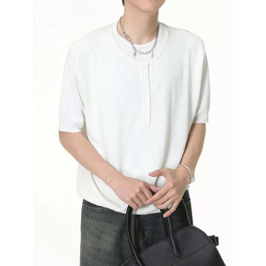 Men’s Henley T-Shirt with Button Detail