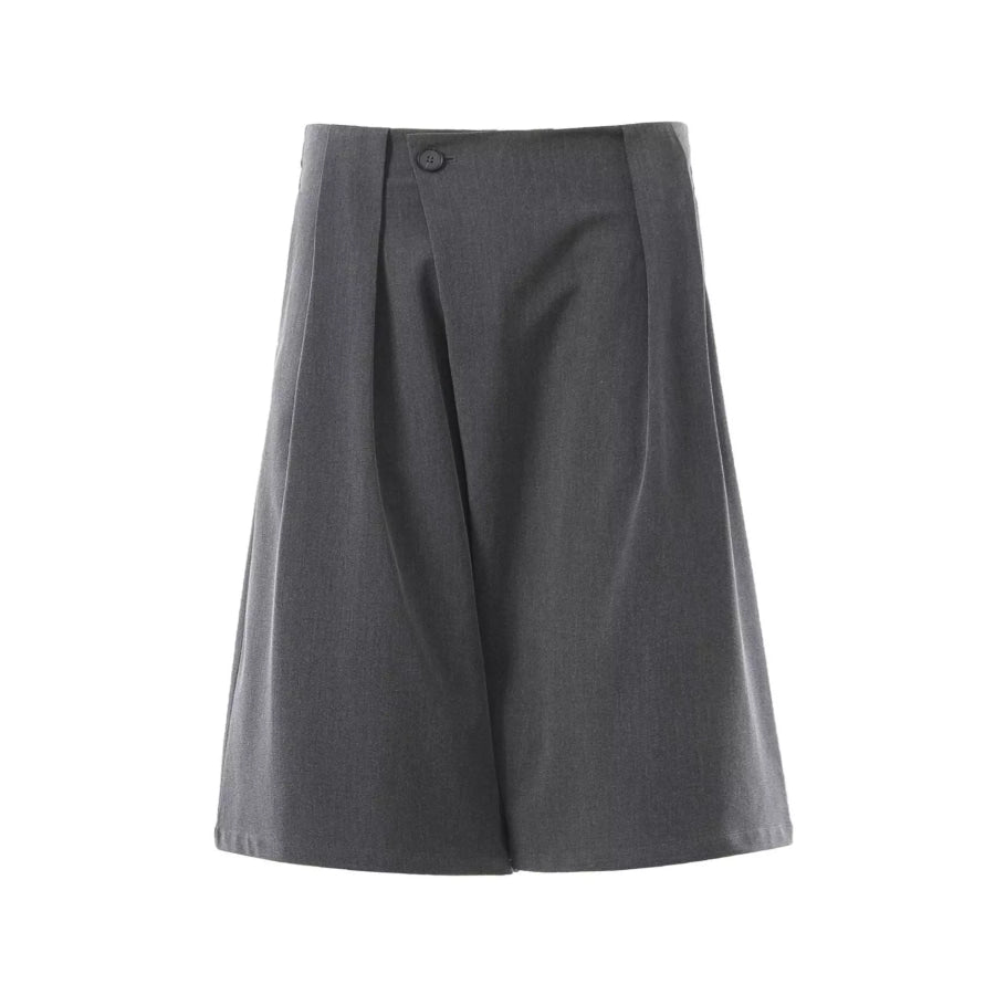 Men’s High-Waisted Asymmetric Pleated Capris Dark Gray / S Apparel and Accessories
