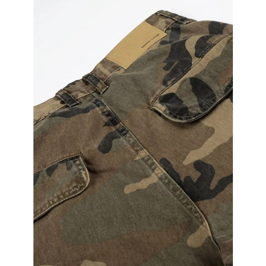 Men’s High-Waisted Camouflage Cargo Wide-Leg Pants Apparel and Accessories