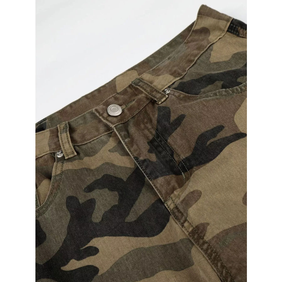 Men’s High-Waisted Camouflage Cargo Wide-Leg Pants Apparel and Accessories