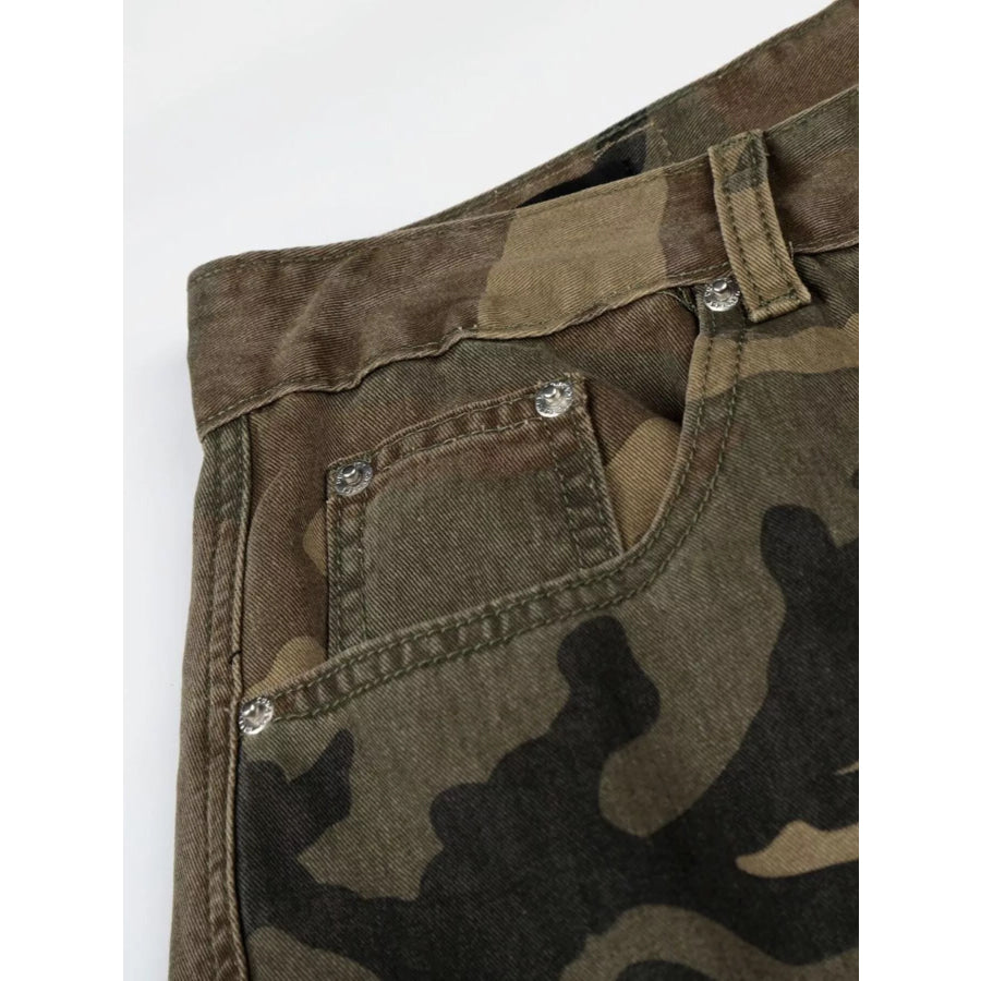 Men’s High-Waisted Camouflage Cargo Wide-Leg Pants Apparel and Accessories