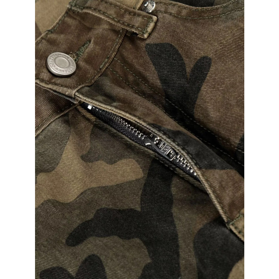 Men’s High-Waisted Camouflage Cargo Wide-Leg Pants Apparel and Accessories