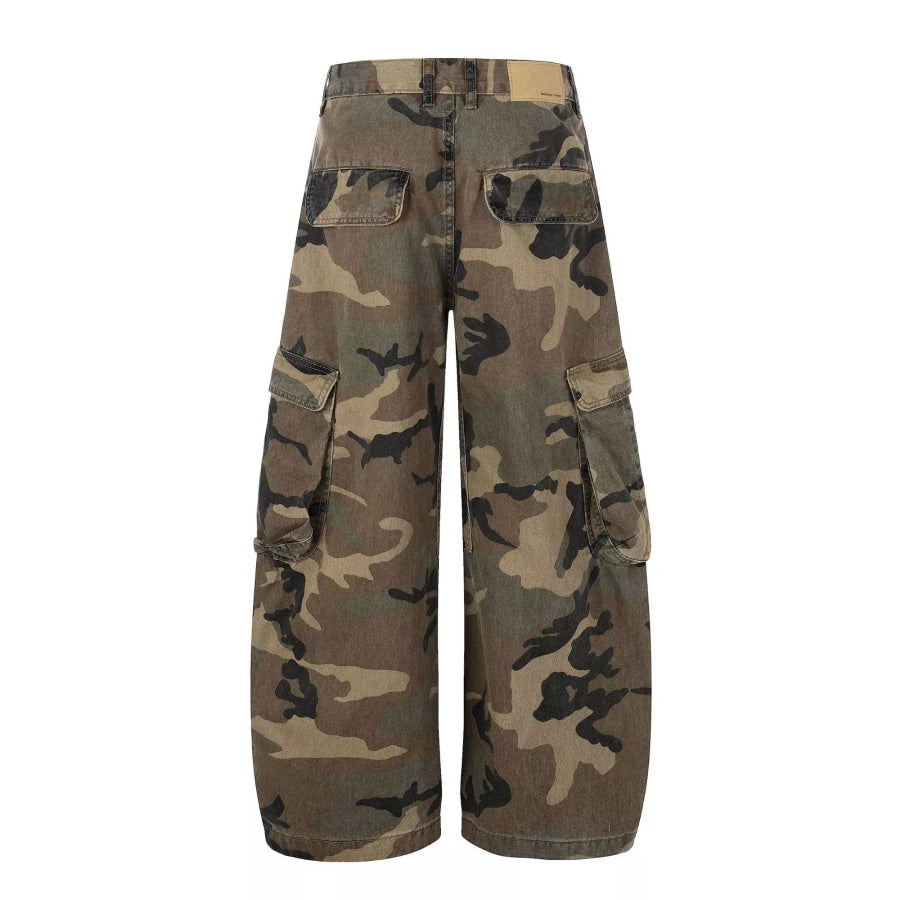 Men’s High-Waisted Camouflage Cargo Wide-Leg Pants Apparel and Accessories