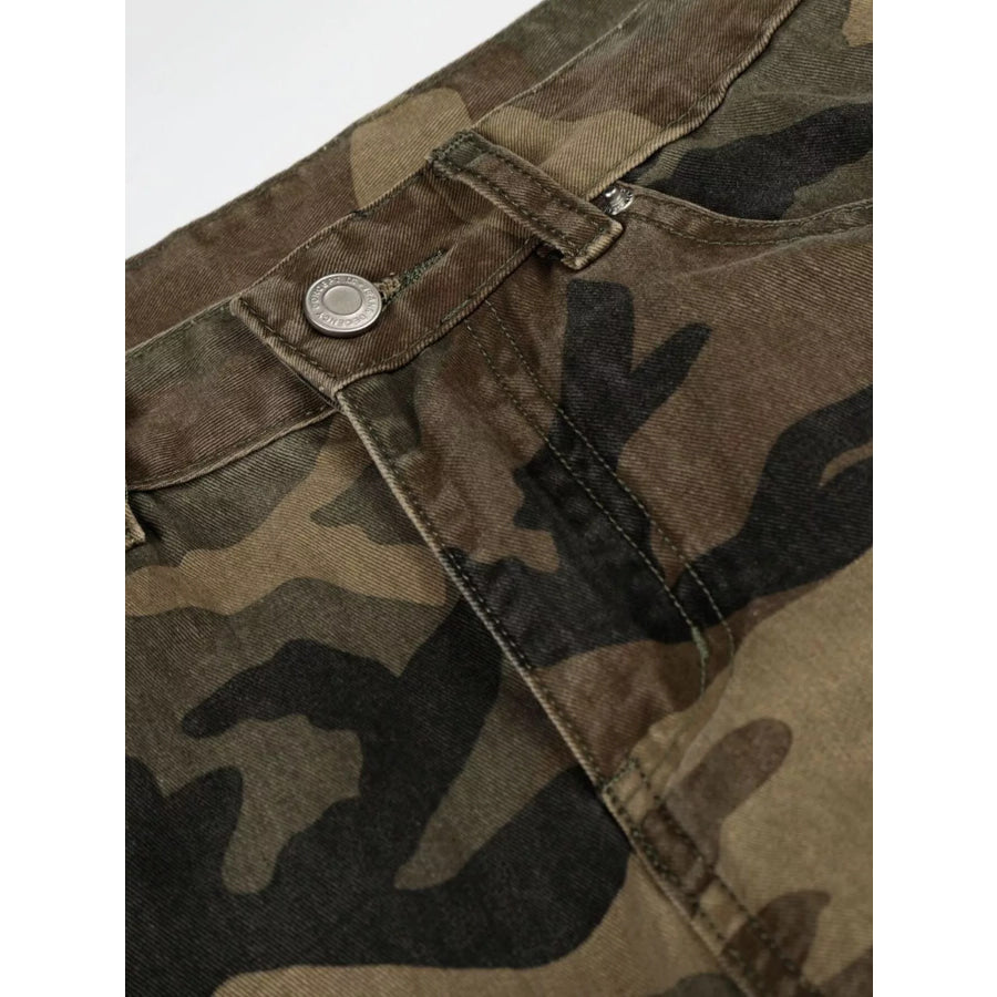 Men’s High-Waisted Camouflage Cargo Wide-Leg Pants Apparel and Accessories