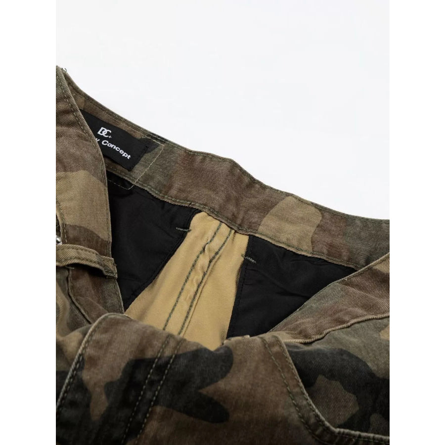 Men’s High-Waisted Camouflage Cargo Wide-Leg Pants Apparel and Accessories