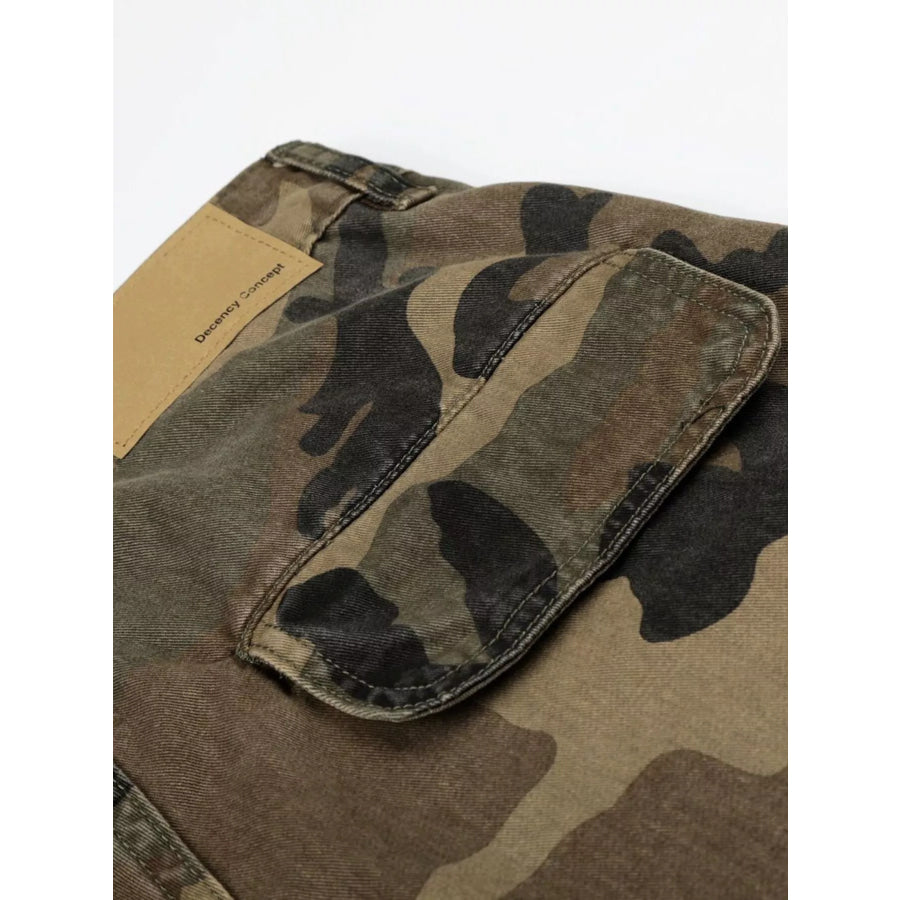 Men’s High-Waisted Camouflage Cargo Wide-Leg Pants Apparel and Accessories