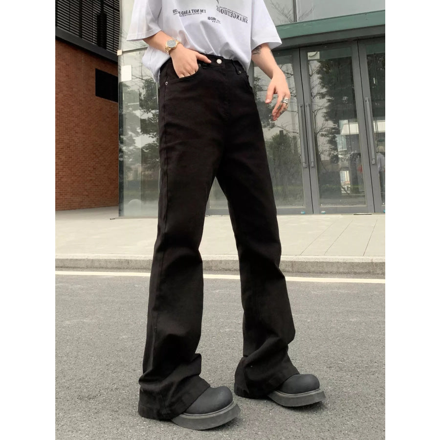 Men’s High-Waisted Flare Leg Pants Black / XS Apparel and Accessories