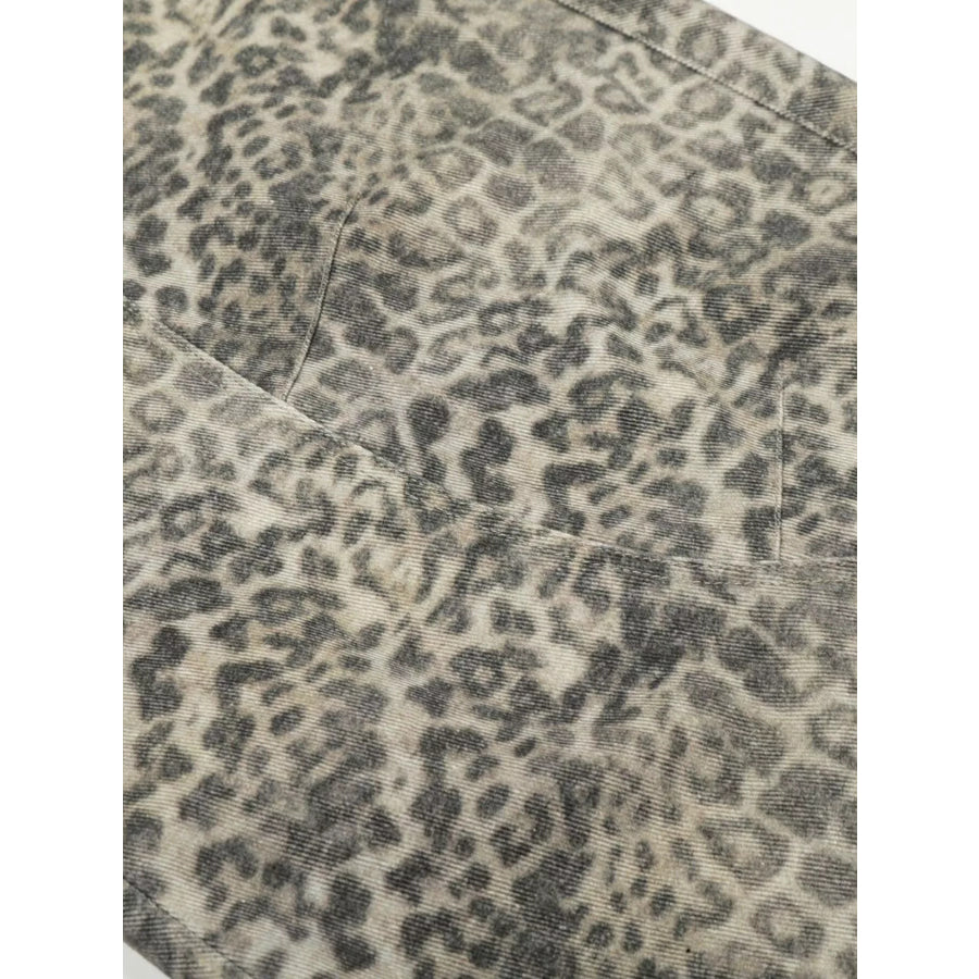 Men’s High-Waisted Leopard Print Wide-Leg Barrel Pants Apparel and Accessories