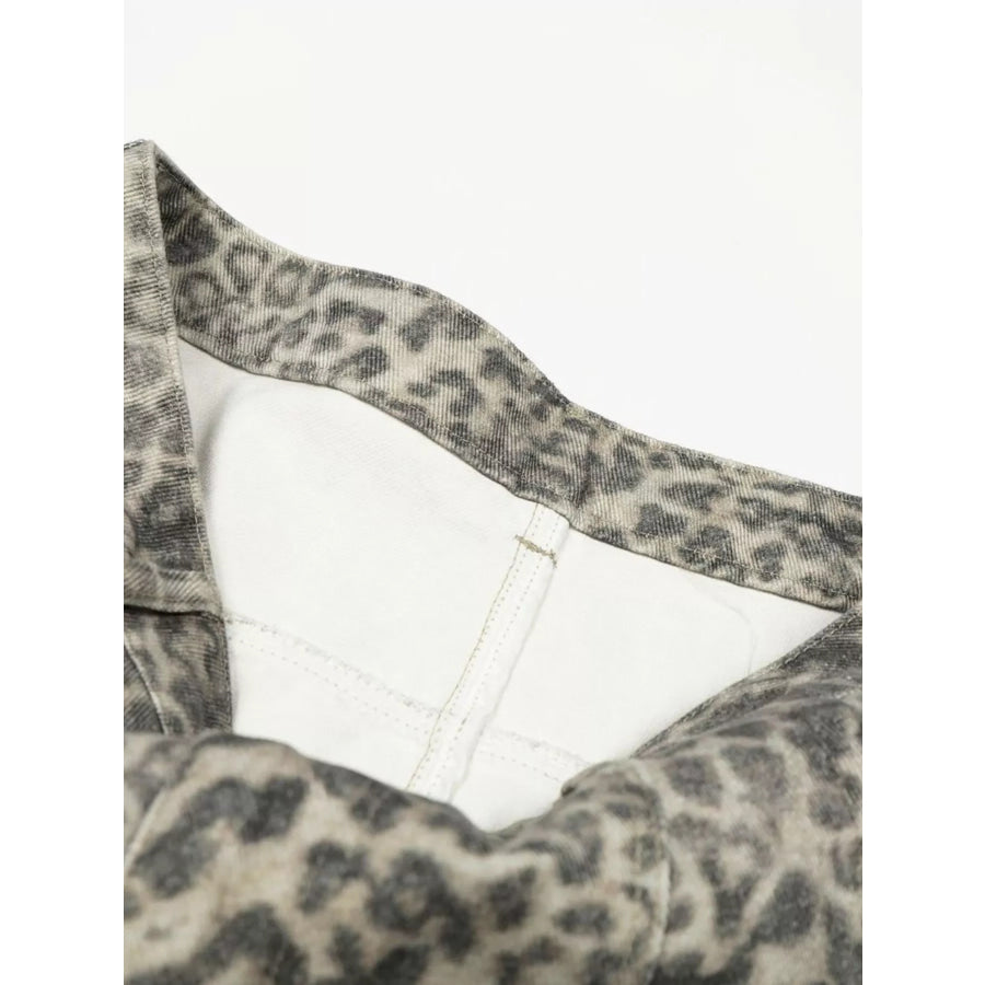 Men’s High-Waisted Leopard Print Wide-Leg Barrel Pants Apparel and Accessories