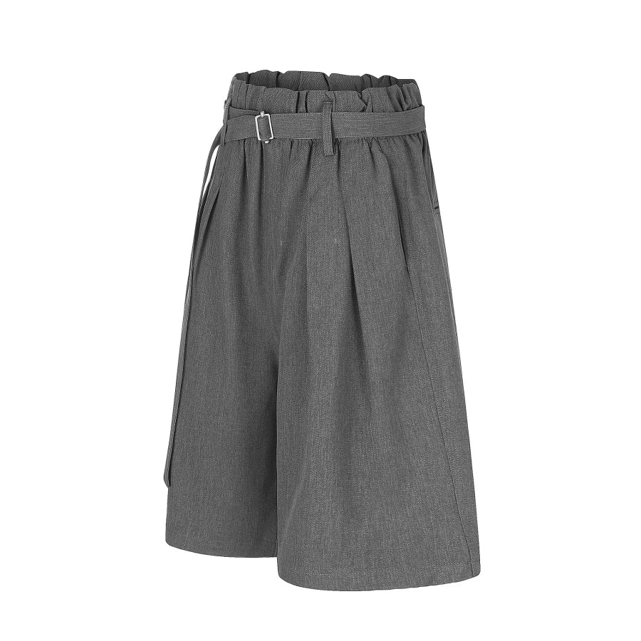 Men’s High-Waisted Paperbag Waist Wide-Leg Capris Apparel and Accessories