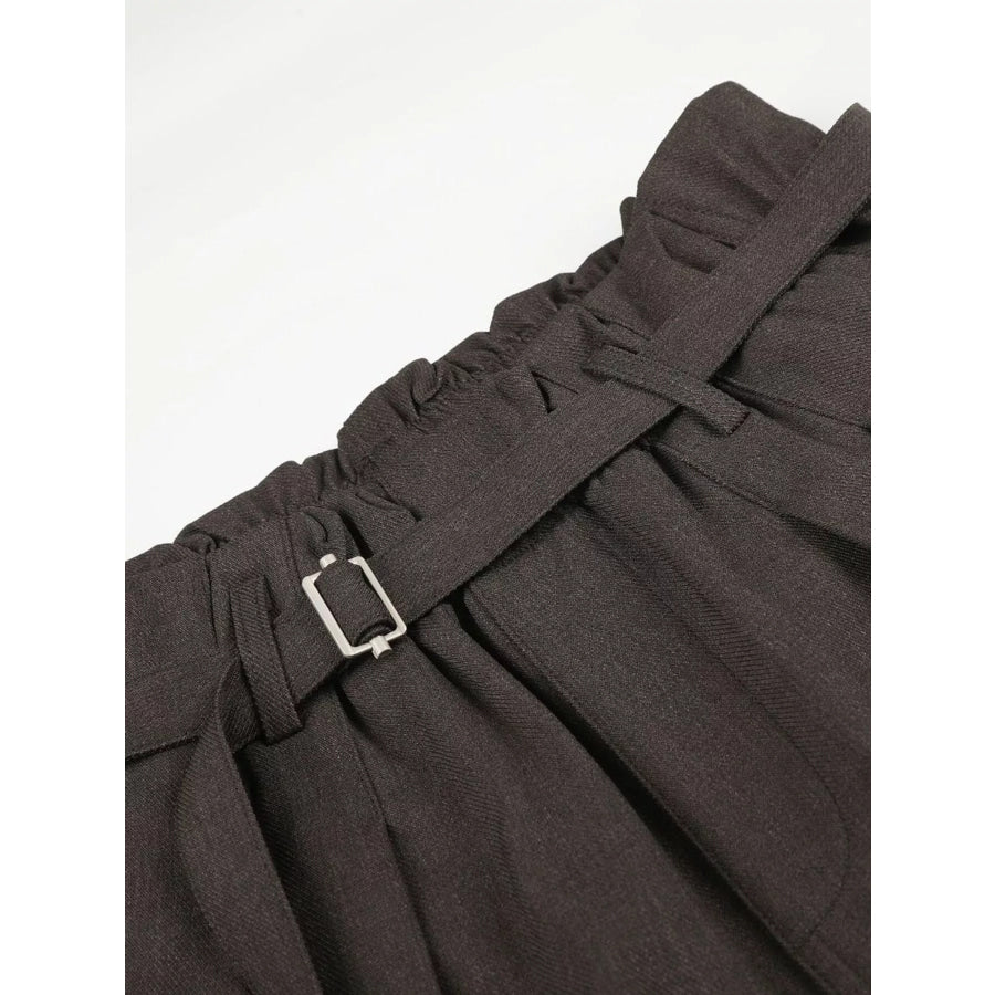 Men’s High-Waisted Paperbag Waist Wide-Leg Capris Apparel and Accessories