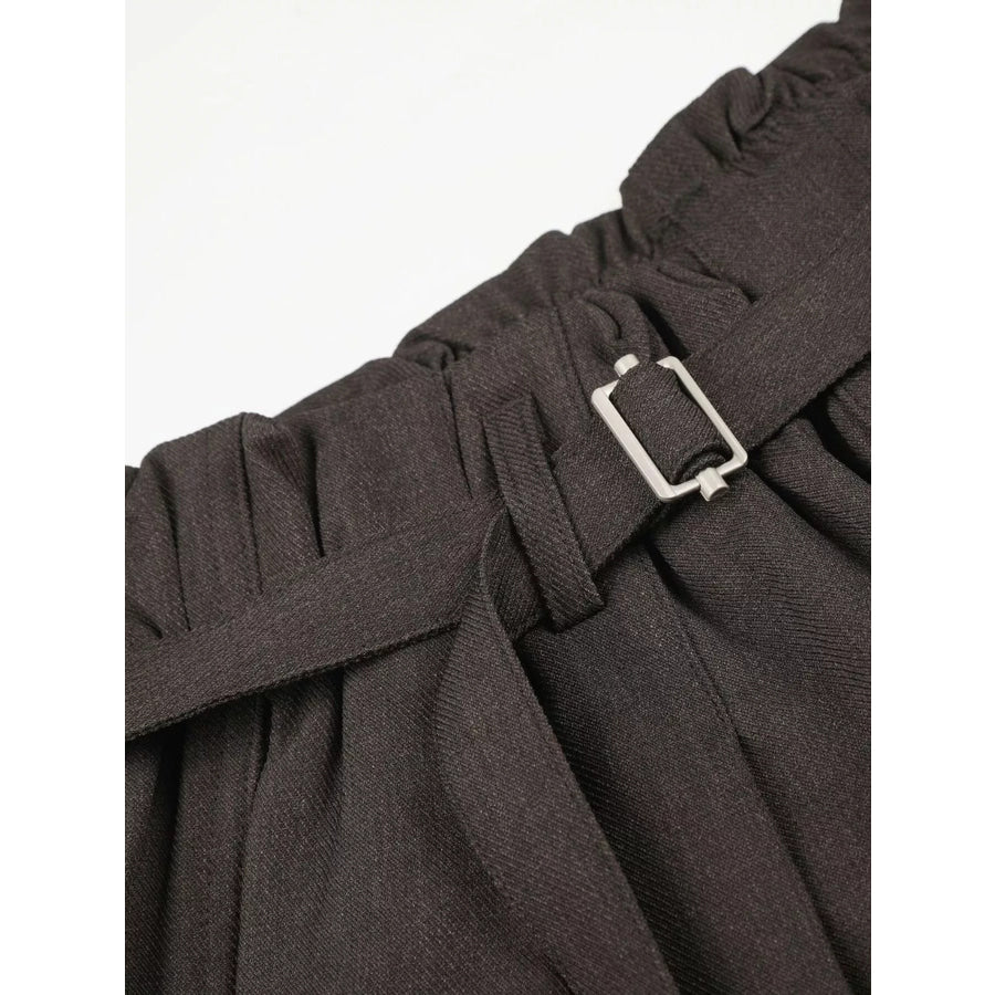 Men’s High-Waisted Paperbag Waist Wide-Leg Capris Apparel and Accessories