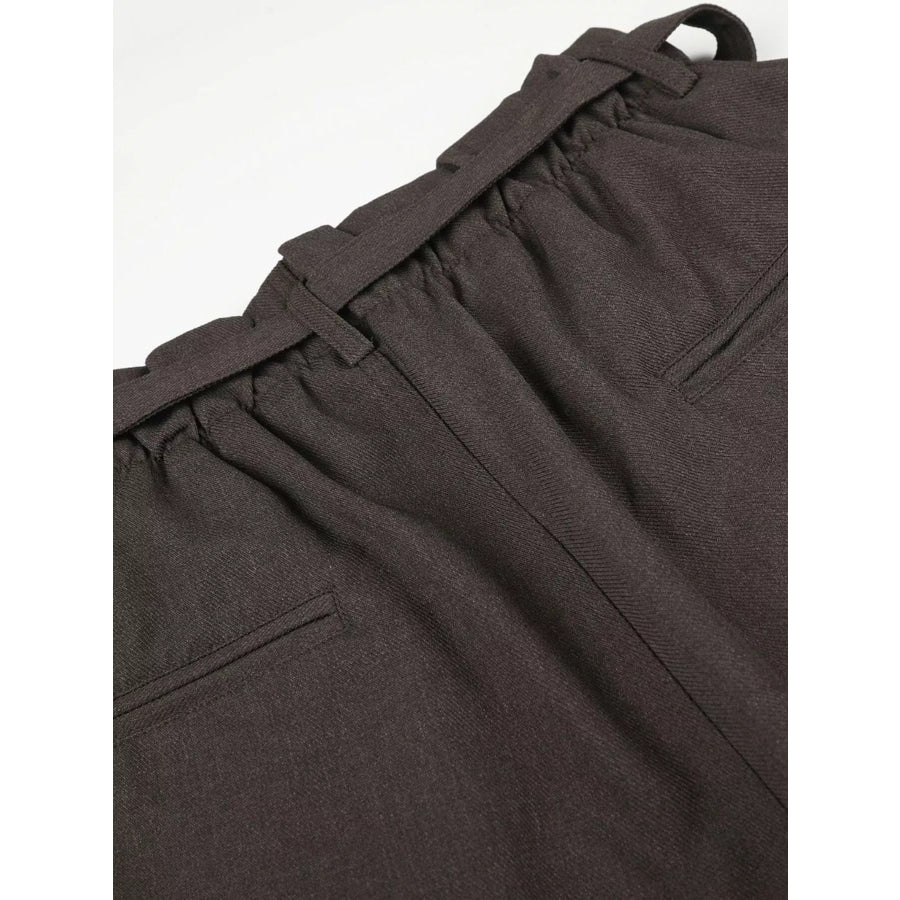 Men’s High-Waisted Paperbag Waist Wide-Leg Capris Apparel and Accessories