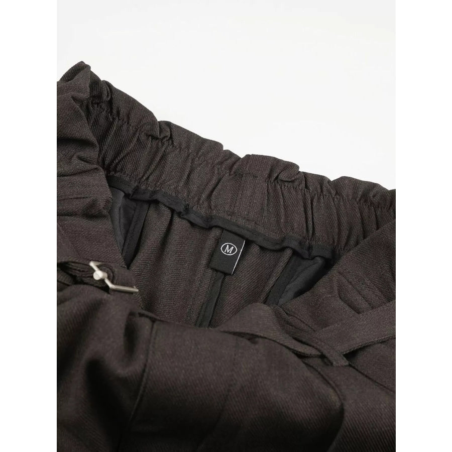 Men’s High-Waisted Paperbag Waist Wide-Leg Capris Apparel and Accessories