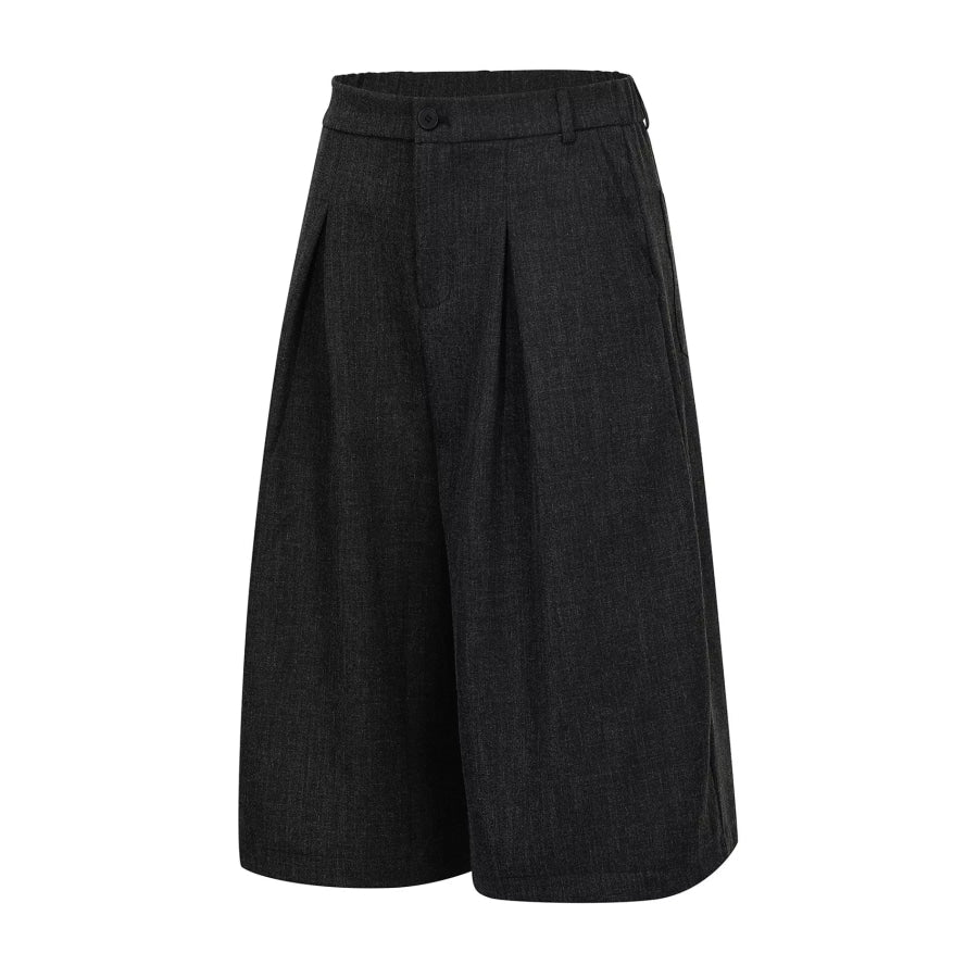 Men’s High-Waisted Pleated Wide-Leg Capri Pants Apparel and Accessories
