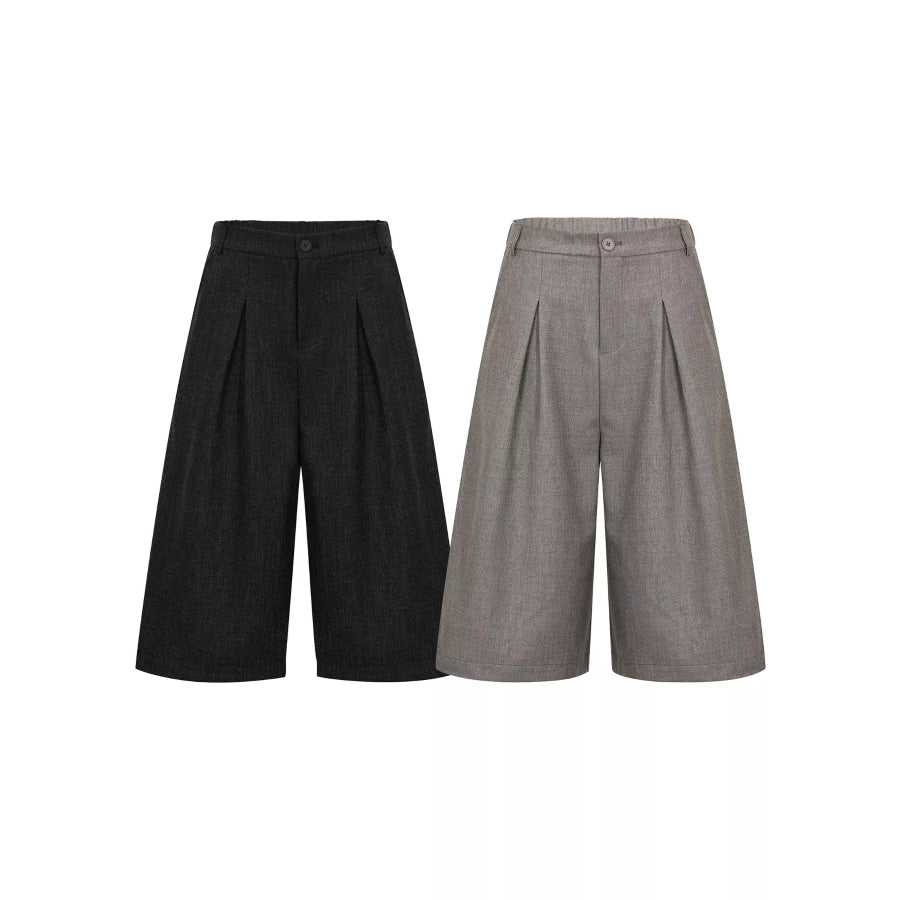 Men’s High-Waisted Pleated Wide-Leg Capri Pants Apparel and Accessories