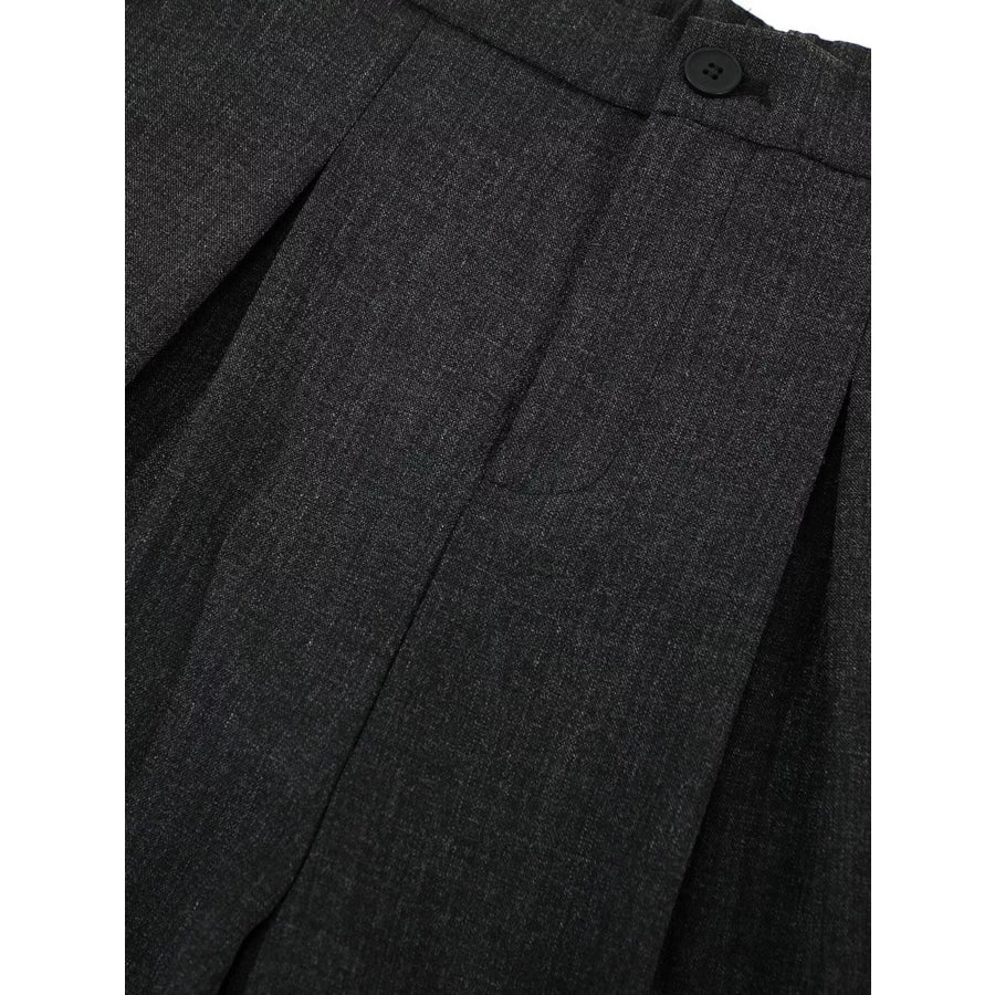 Men’s High-Waisted Pleated Wide-Leg Capri Pants Apparel and Accessories