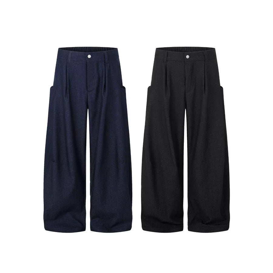 Men’s High-Waisted Pleated Wide-Leg Casual Pants Apparel and Accessories
