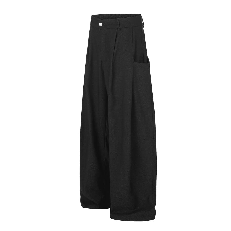 Men’s High-Waisted Pleated Wide-Leg Casual Pants Black / S Apparel and Accessories