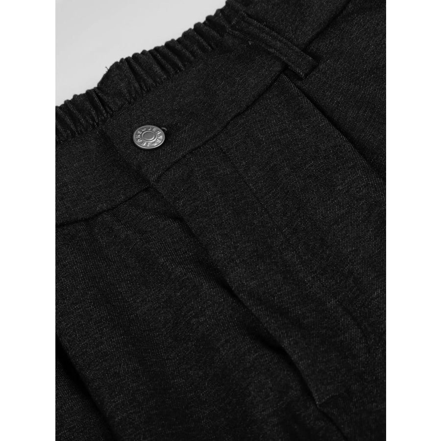 Men’s High-Waisted Pleated Wide-Leg Casual Pants Apparel and Accessories