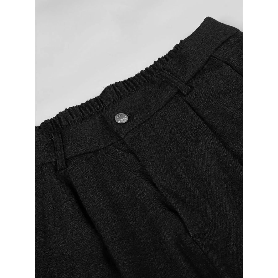 Men’s High-Waisted Pleated Wide-Leg Casual Pants Apparel and Accessories