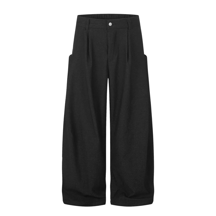 Men’s High-Waisted Pleated Wide-Leg Casual Pants Black / S Apparel and Accessories