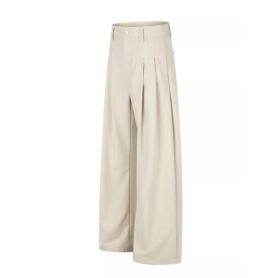 Men’s High-Waisted Pleated Wide-Leg Pants Apparel and Accessories
