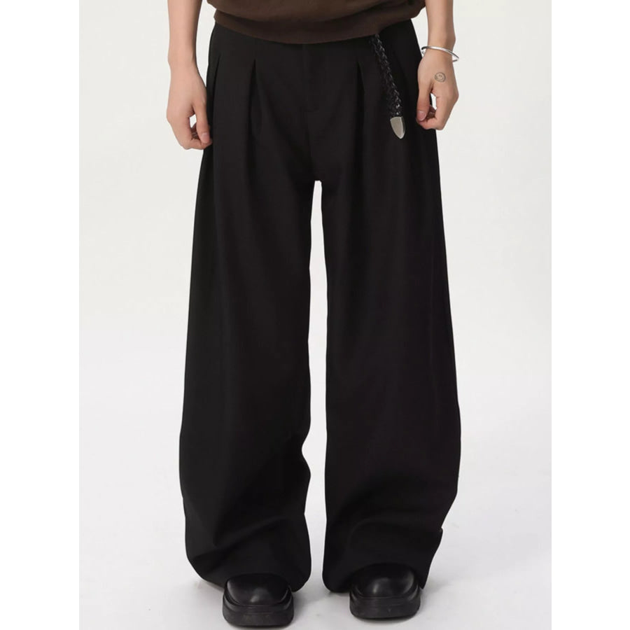 Men’s High-Waisted Pleated Wide-Leg Pants Apparel and Accessories