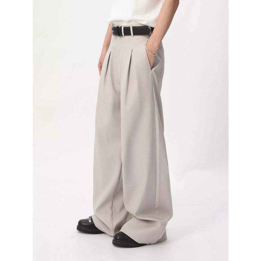 Men’s High-Waisted Pleated Wide-Leg Pants Apparel and Accessories