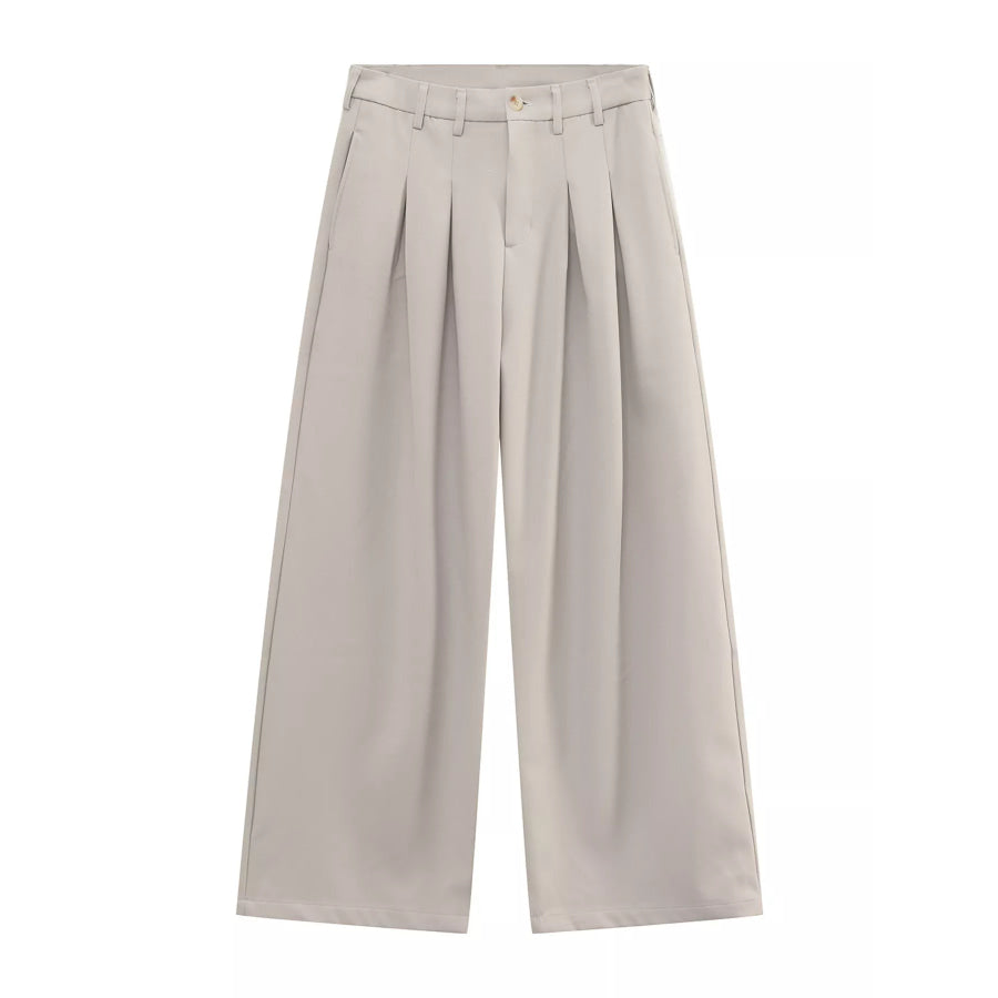 Men’s High-Waisted Pleated Wide-Leg Pants Apparel and Accessories
