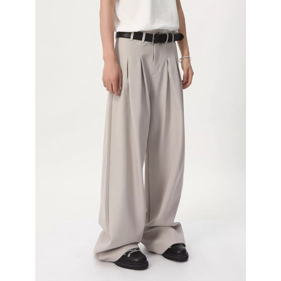 Men’s High-Waisted Pleated Wide-Leg Pants Apparel and Accessories