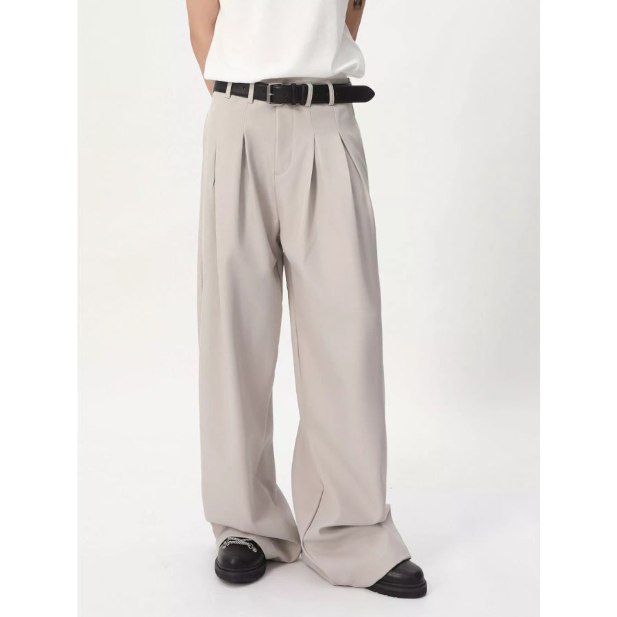 Men’s High-Waisted Pleated Wide-Leg Pants Apparel and Accessories