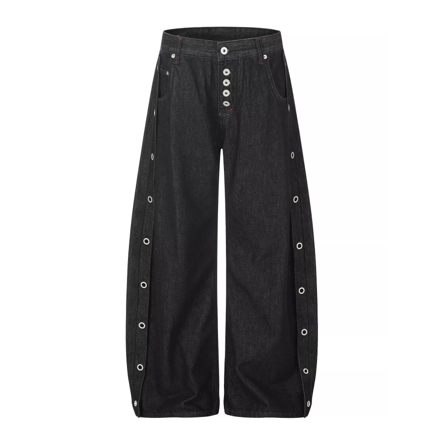 Men’s High-Waisted Wide-Leg Jeans Black / S Apparel and Accessories
