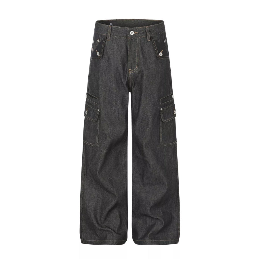 Men’s High-Waisted Wide-Leg Jeans Black / S Apparel and Accessories