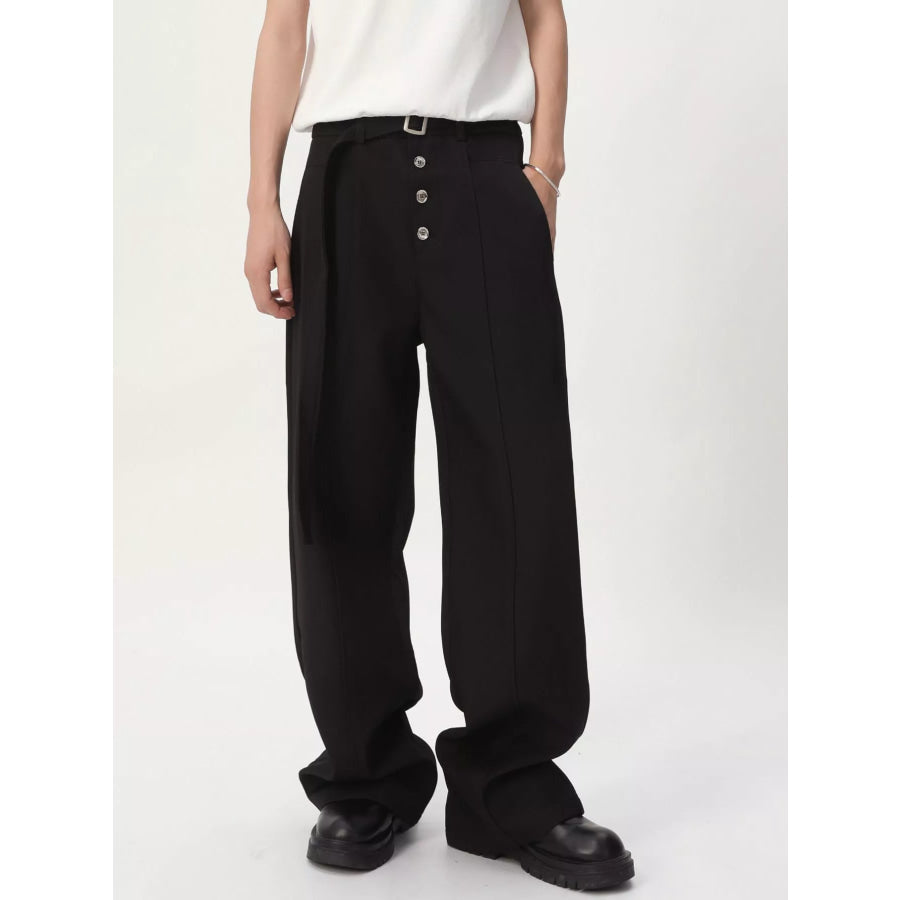 Men’s High-Waisted Wide-Leg Pants Black / S Apparel and Accessories