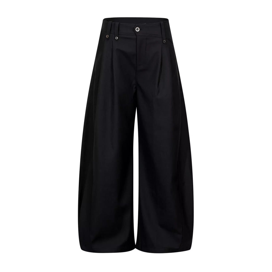 Men’s High-Waisted Wide-Leg Pleated Casual Pants Black / S Apparel and Accessories