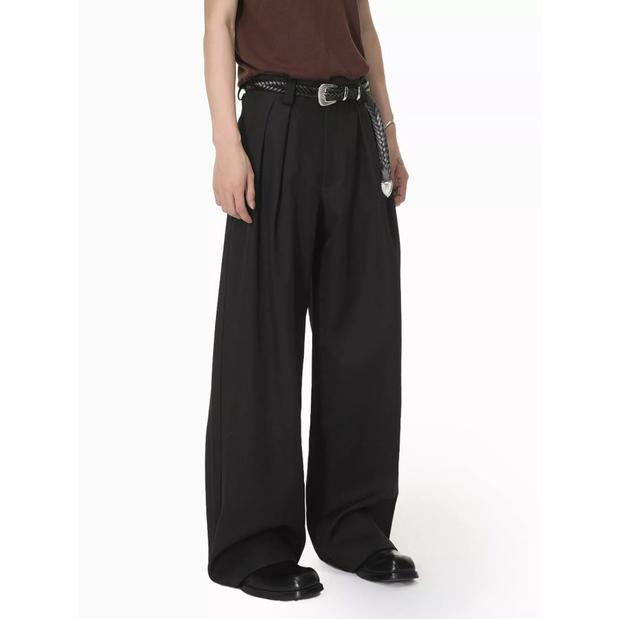 Men’s High-Waisted Wide-Leg Pleated Pants Apparel and Accessories