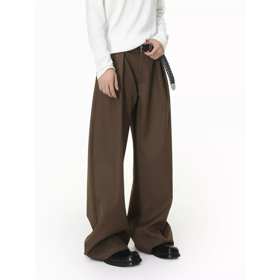 Men’s High-Waisted Wide-Leg Pleated Pants Apparel and Accessories