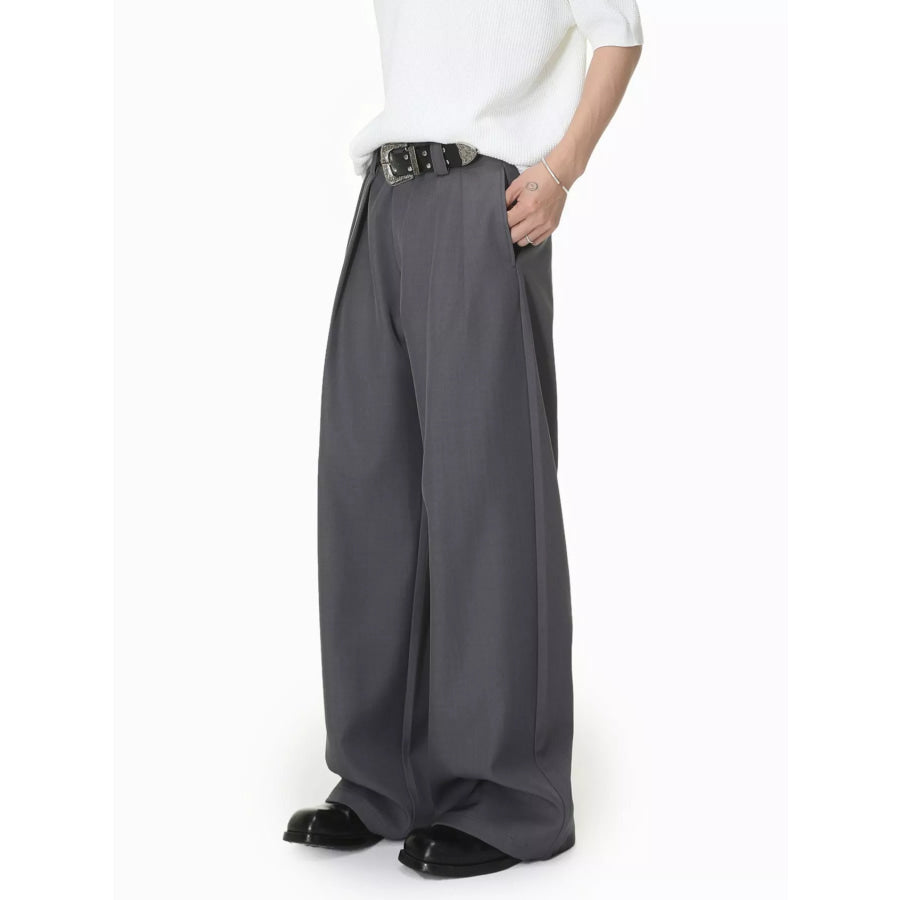 Men’s High-Waisted Wide-Leg Pleated Pants Apparel and Accessories