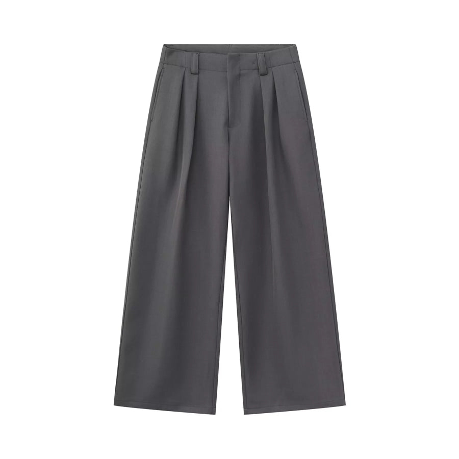 Men’s High-Waisted Wide-Leg Pleated Pants Apparel and Accessories