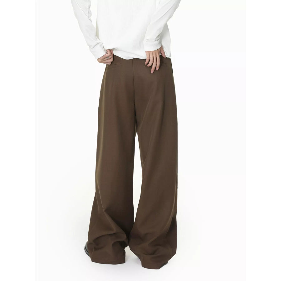 Men’s High-Waisted Wide-Leg Pleated Pants Apparel and Accessories