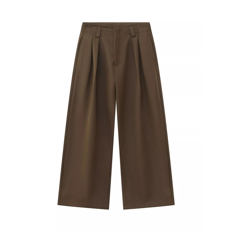 Men’s High-Waisted Wide-Leg Pleated Pants Apparel and Accessories