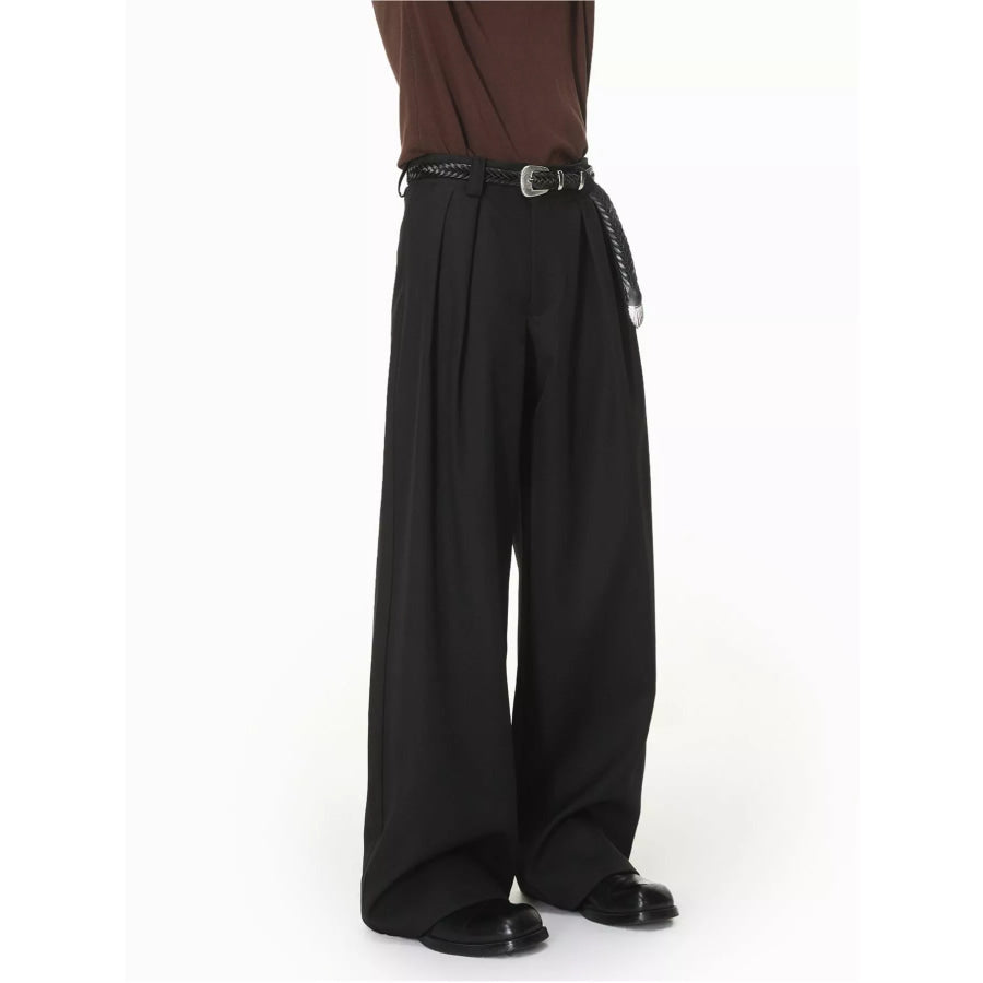 Men’s High-Waisted Wide-Leg Pleated Pants Apparel and Accessories
